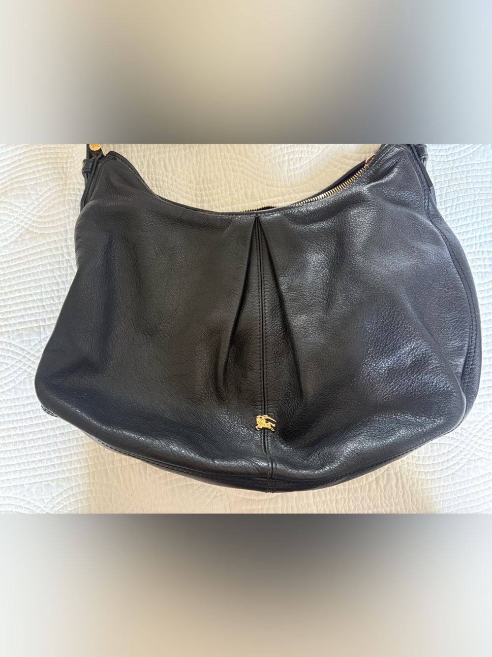 Burberry Black Leather Malika Hobo Bag